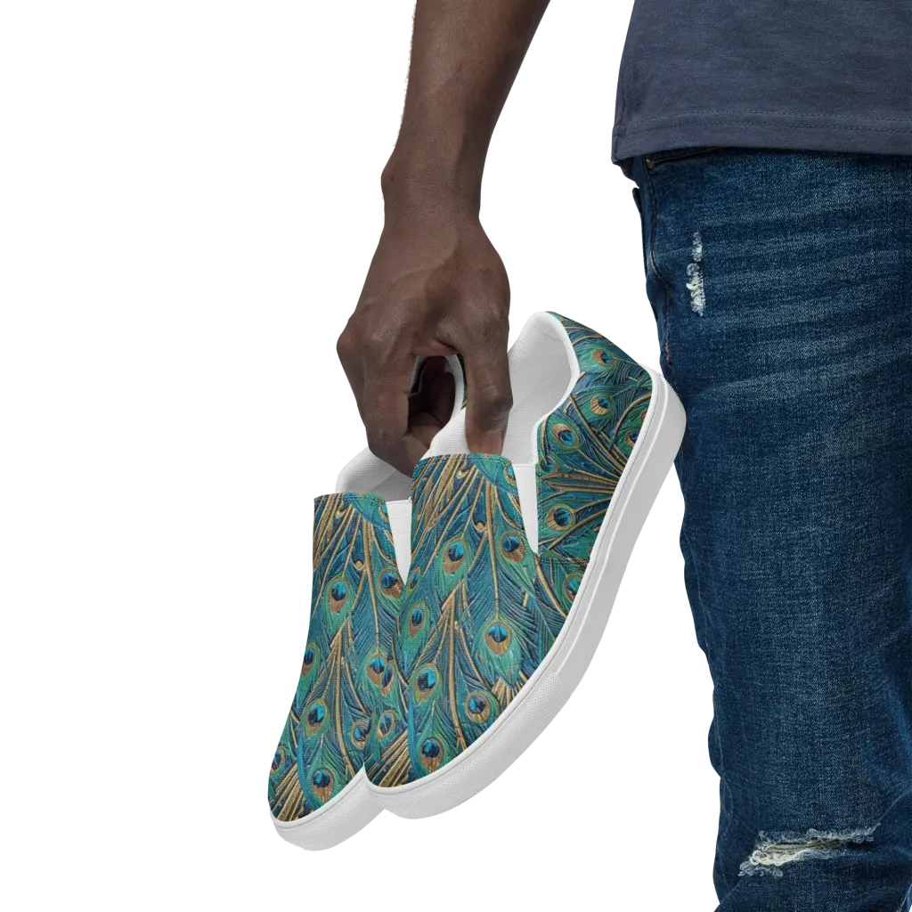 Peacock Treasury on Men's Slip-On Canvas Shoes — Left Front