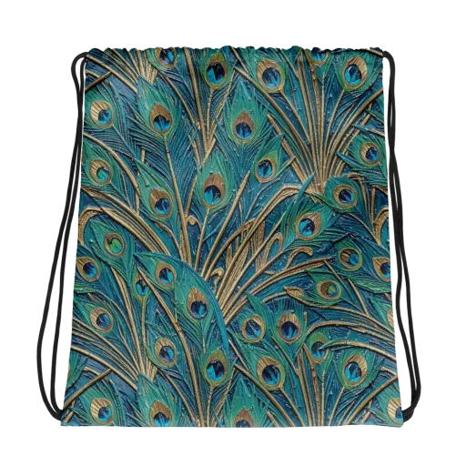 Peacock Treasury on a Drawstring Bag