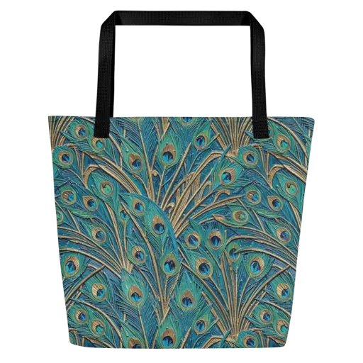 Peacock Treasury on a Large Tote Bag W/ Pocket
