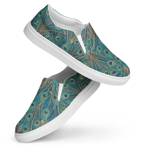 Peacock Treasury on a Women's Slip-On Canvas Shoes