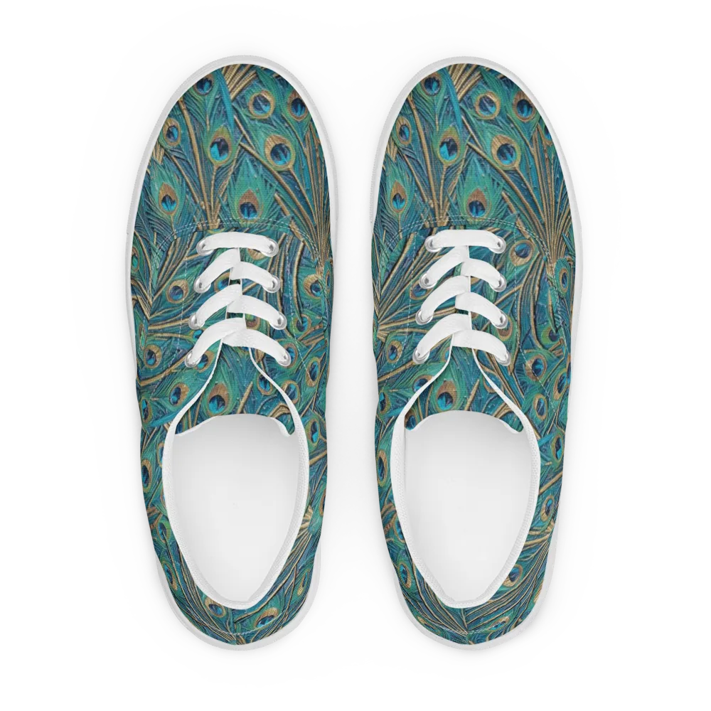 Peacock Treasury on Men's Lace-Up Canvas Shoes — Front