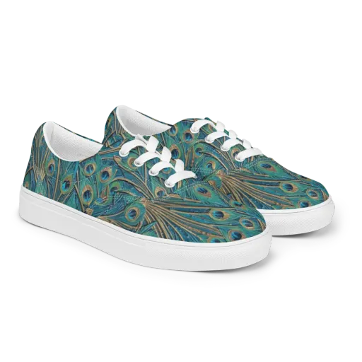 Peacock Treasury on a Men's Lace-Up Canvas Shoes