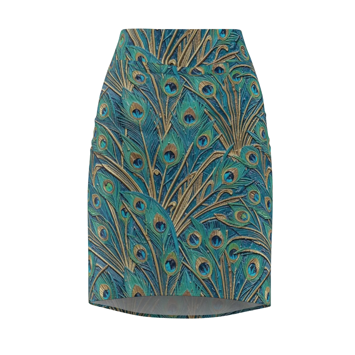 Peacock Treasury on Pencil Skirt — Front