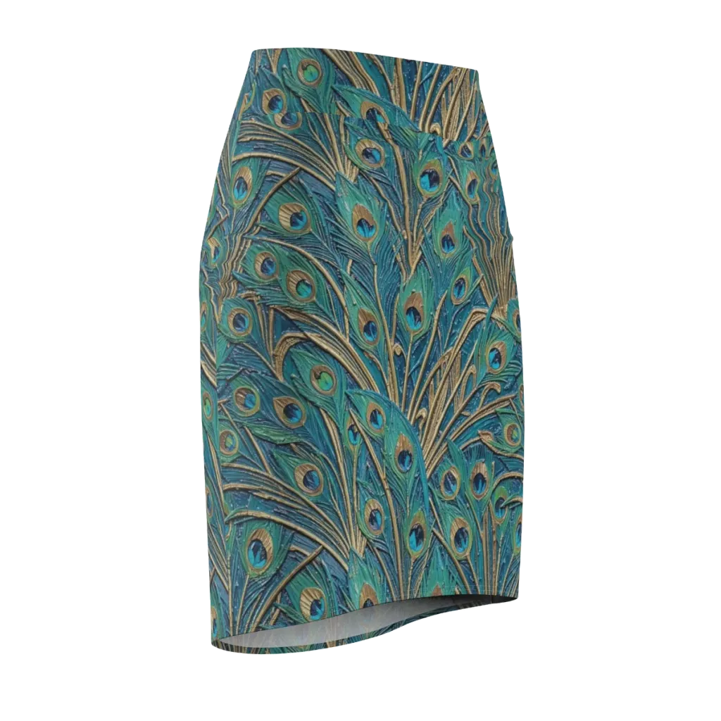Peacock Treasury on Pencil Skirt — Front Side