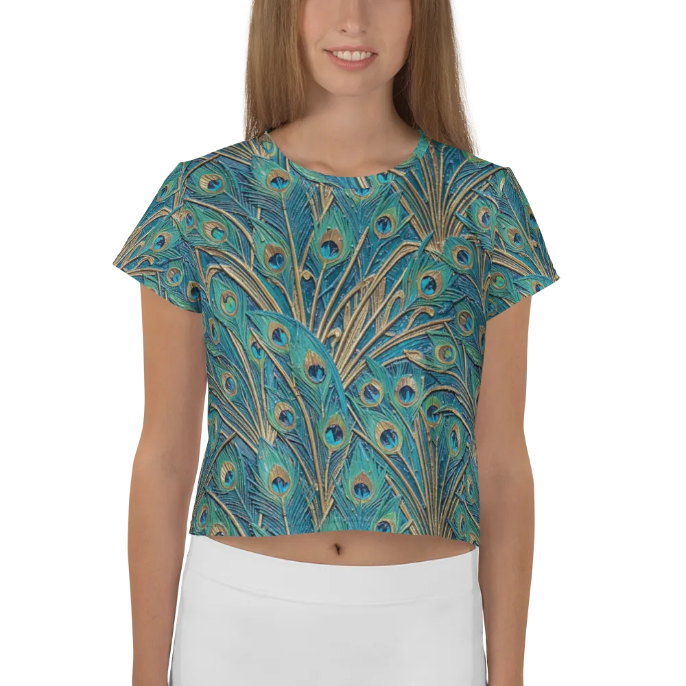 Peacock Treasury on Crop Tee — Front