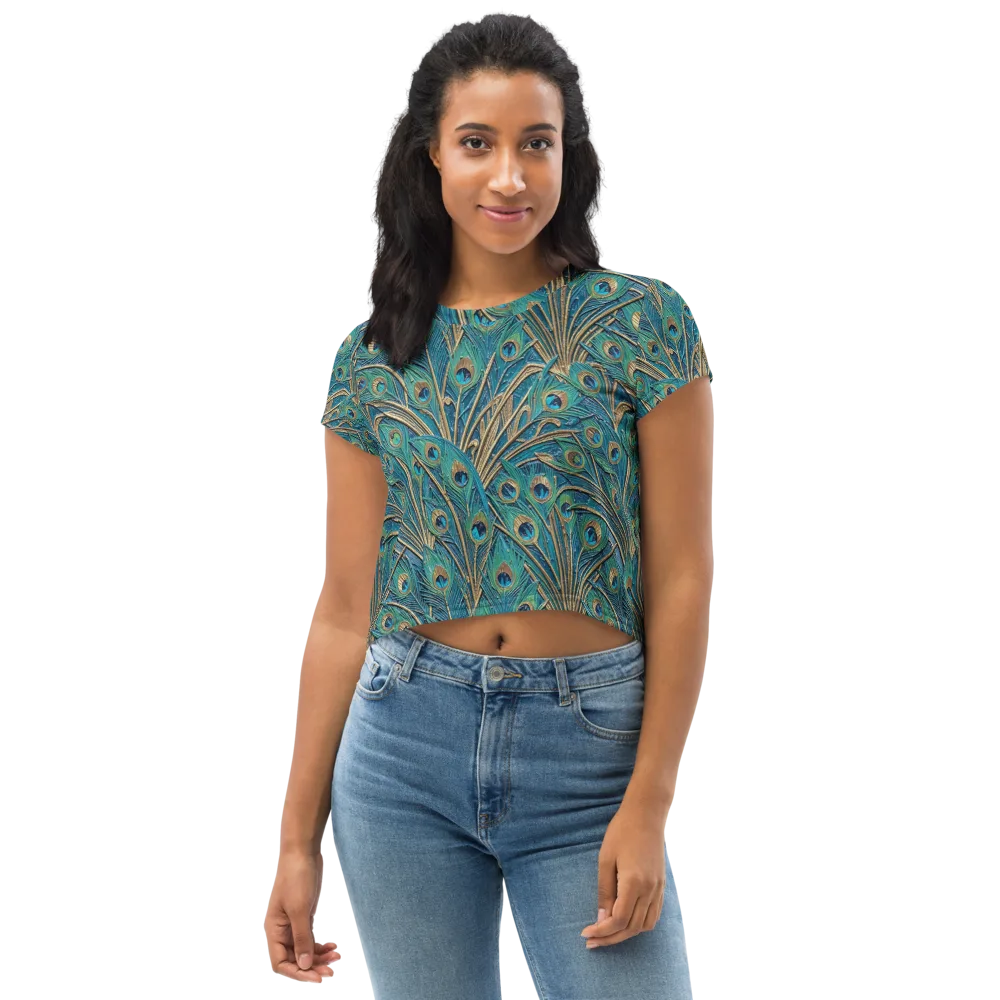 Peacock Treasury on Crop Tee — Front