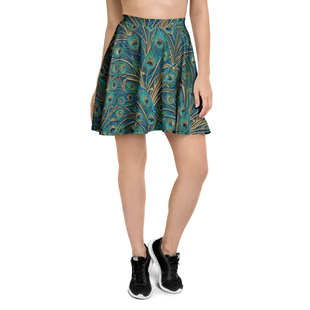 Peacock Treasury on Skater Skirt — Front