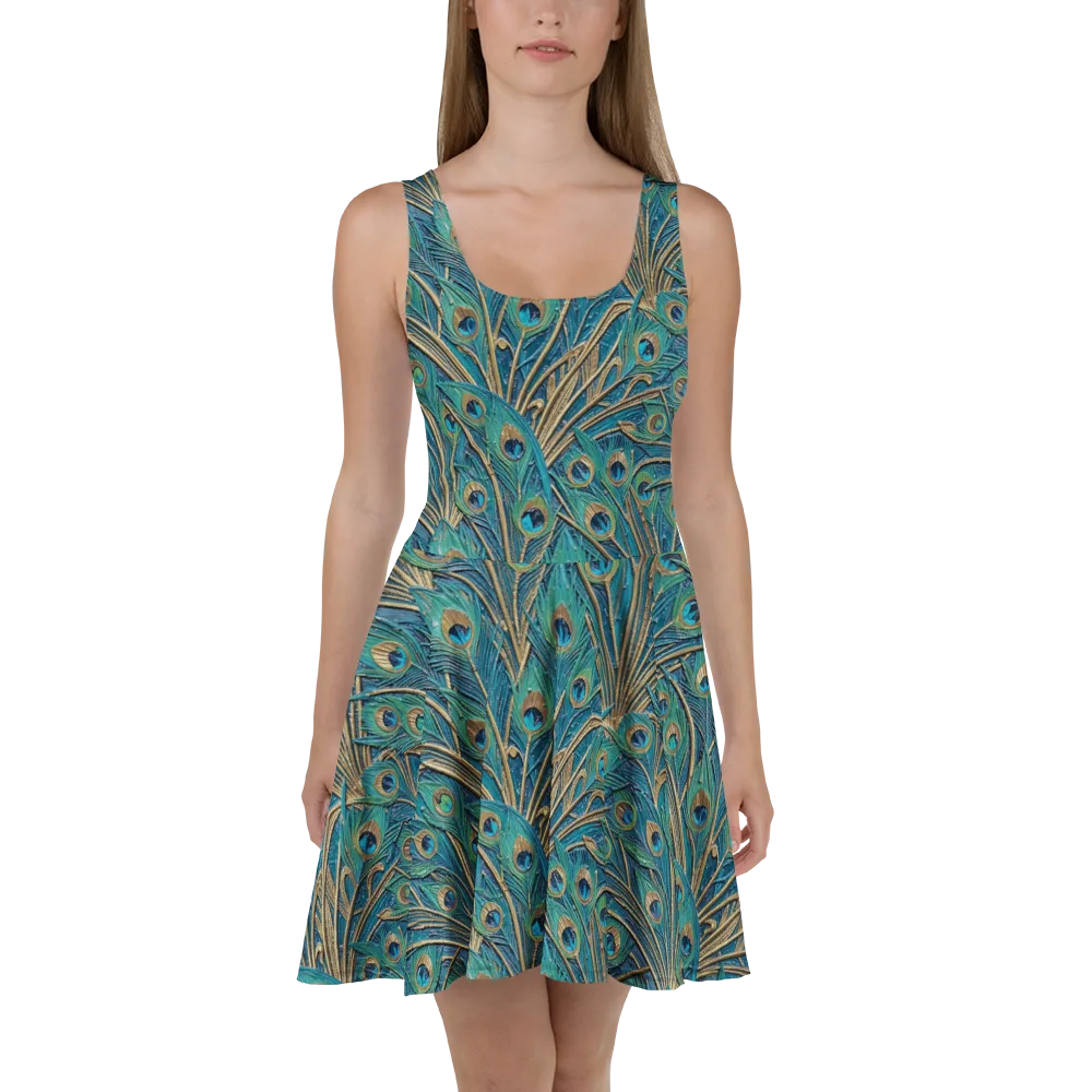 Peacock Treasury on Skater Dress — Front
