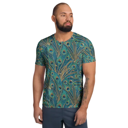 Peacock Treasury on a Men's Athletic T-Shirt