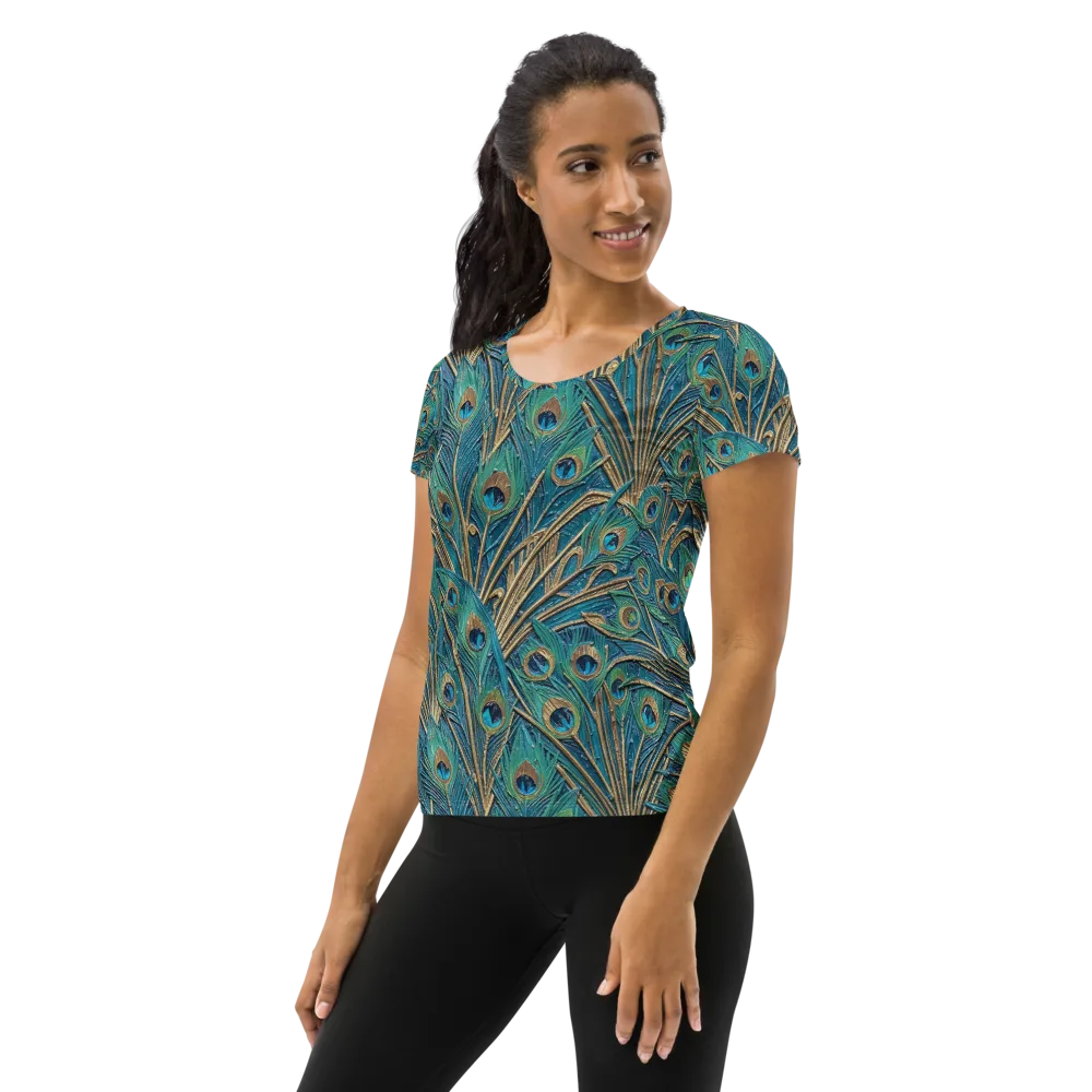 Peacock Treasury on Women's Athletic T-Shirt — Left