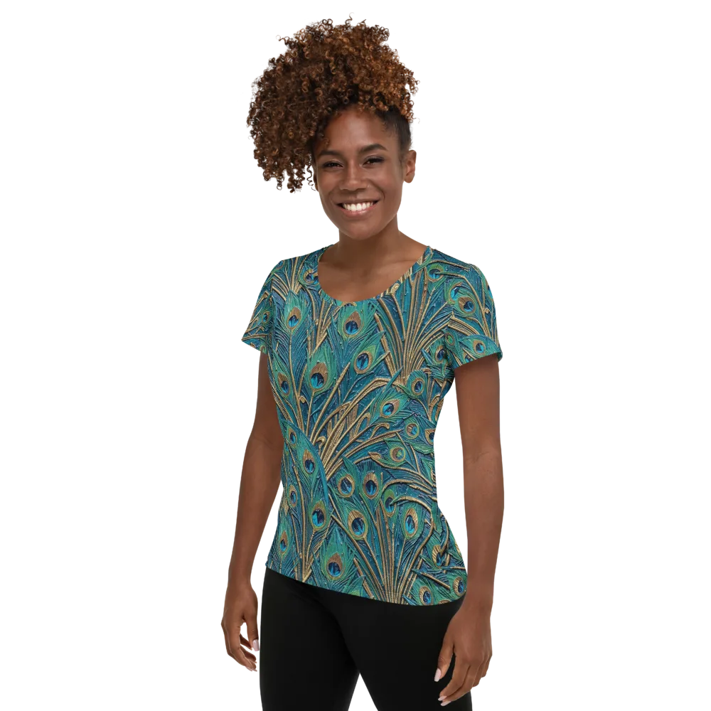 Peacock Treasury on Women's Athletic T-Shirt — Left