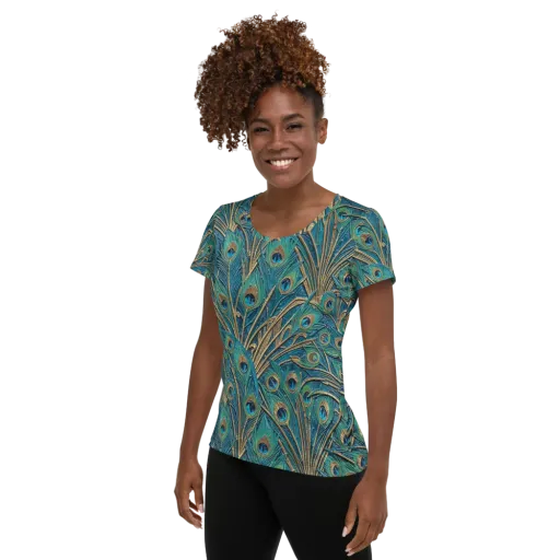 Peacock Treasury on a Women's Athletic T-Shirt