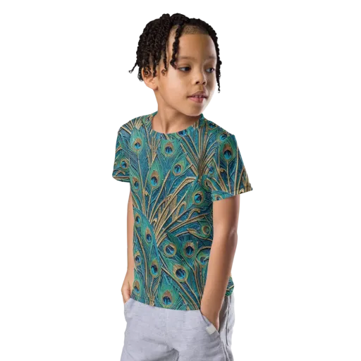 Peacock Treasury on a Kids Crew Neck T-Shirt