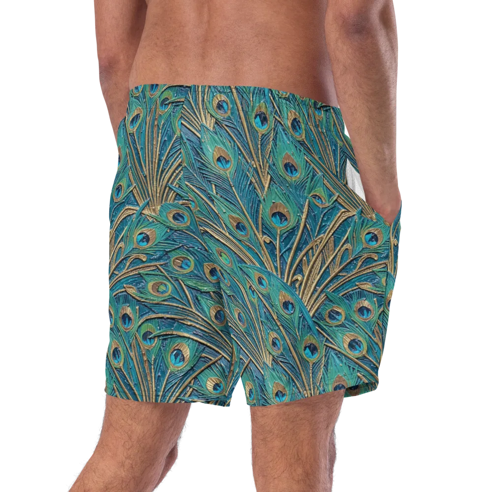 Peacock Treasury on Swim Trunks — Right Back