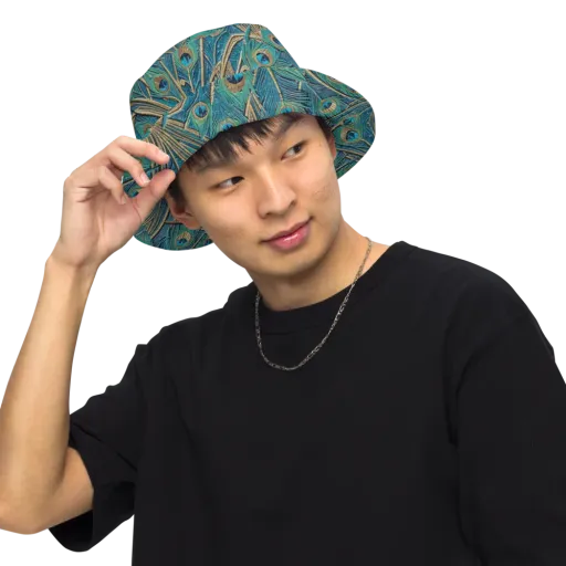 Peacock Treasury on a Reversible Bucket Hat