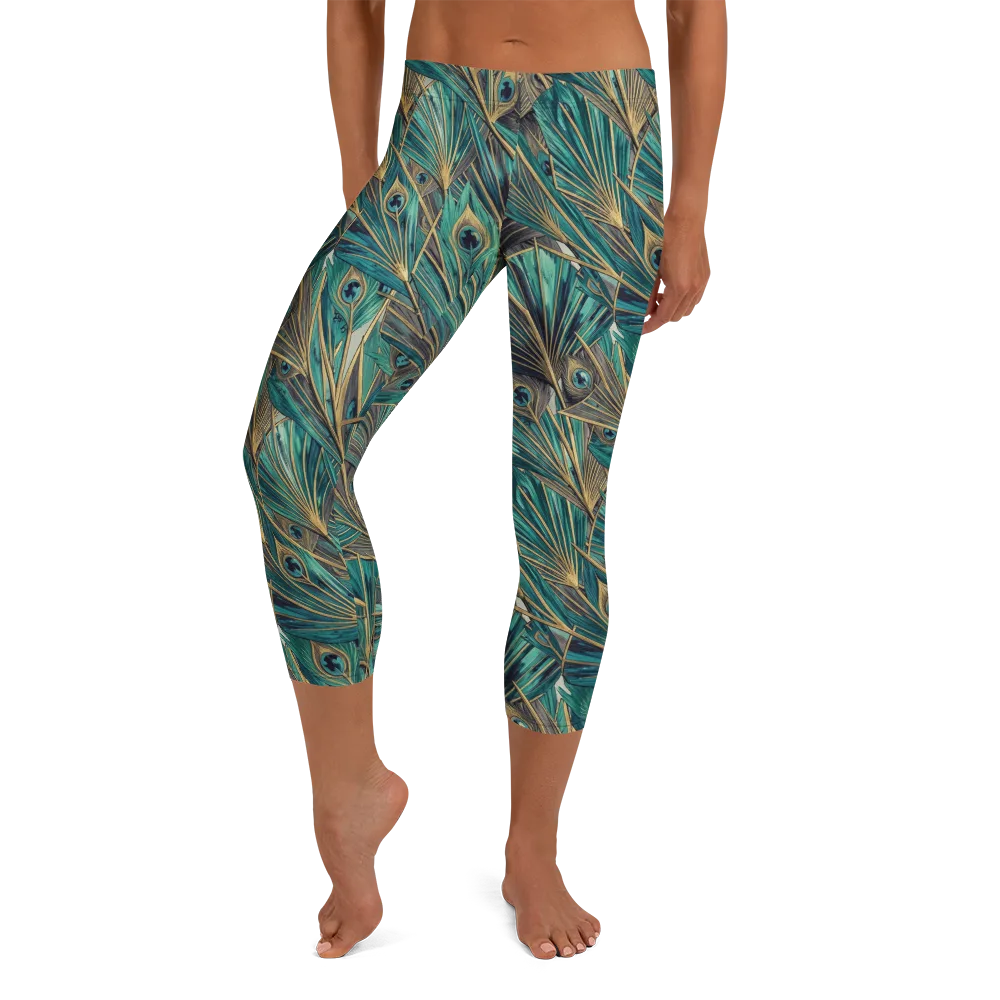 Peacock Tapestry on Capri Leggings — Front