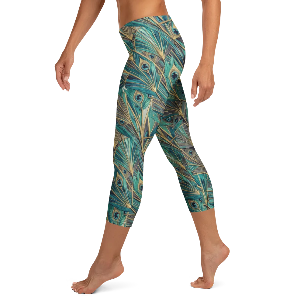 Peacock Tapestry on Capri Leggings — Left