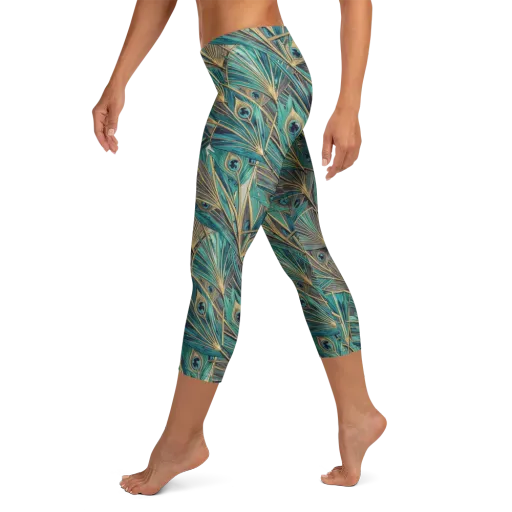 Peacock Tapestry on a Capri Leggings