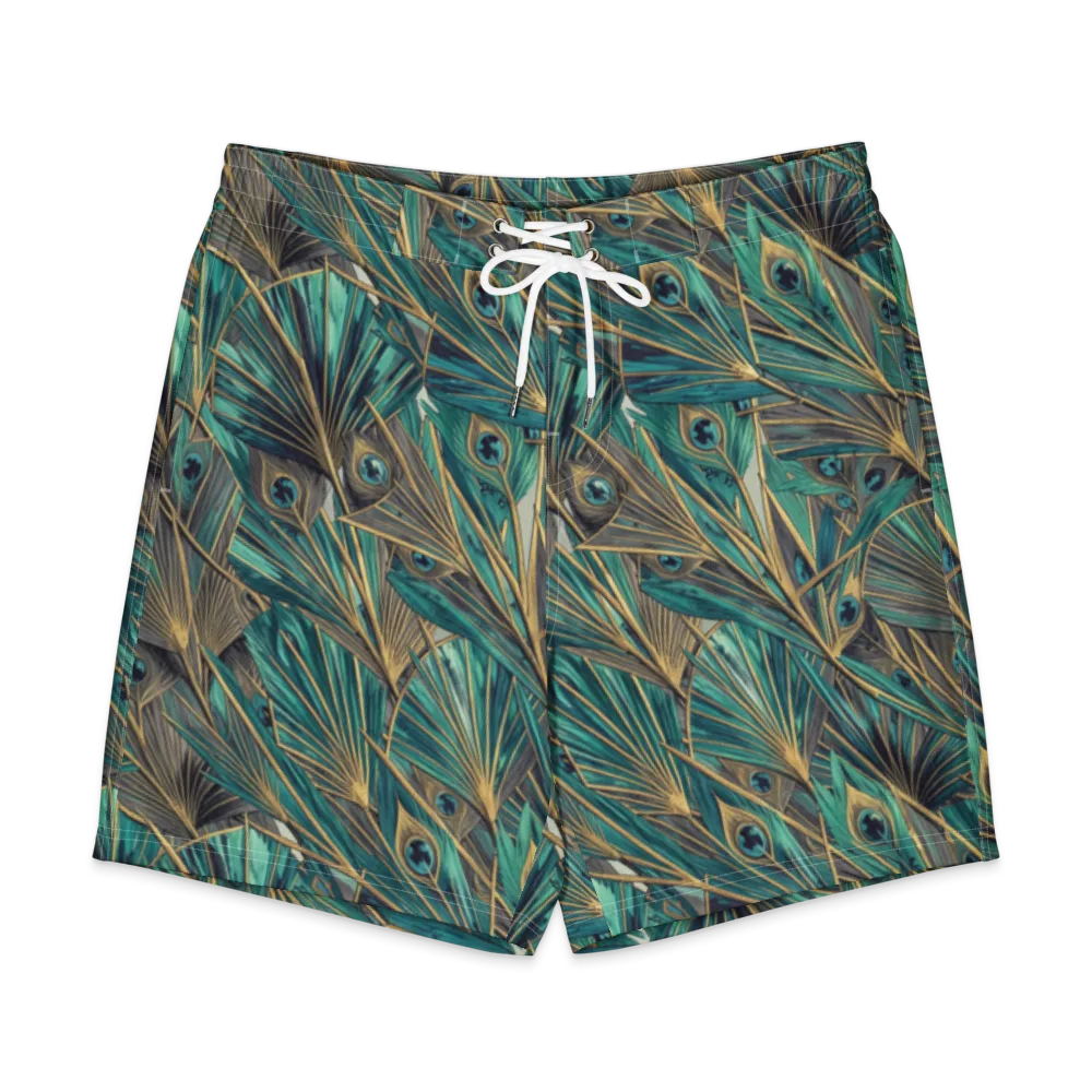 Peacock Tapestry on Men's Board Shorts — Front