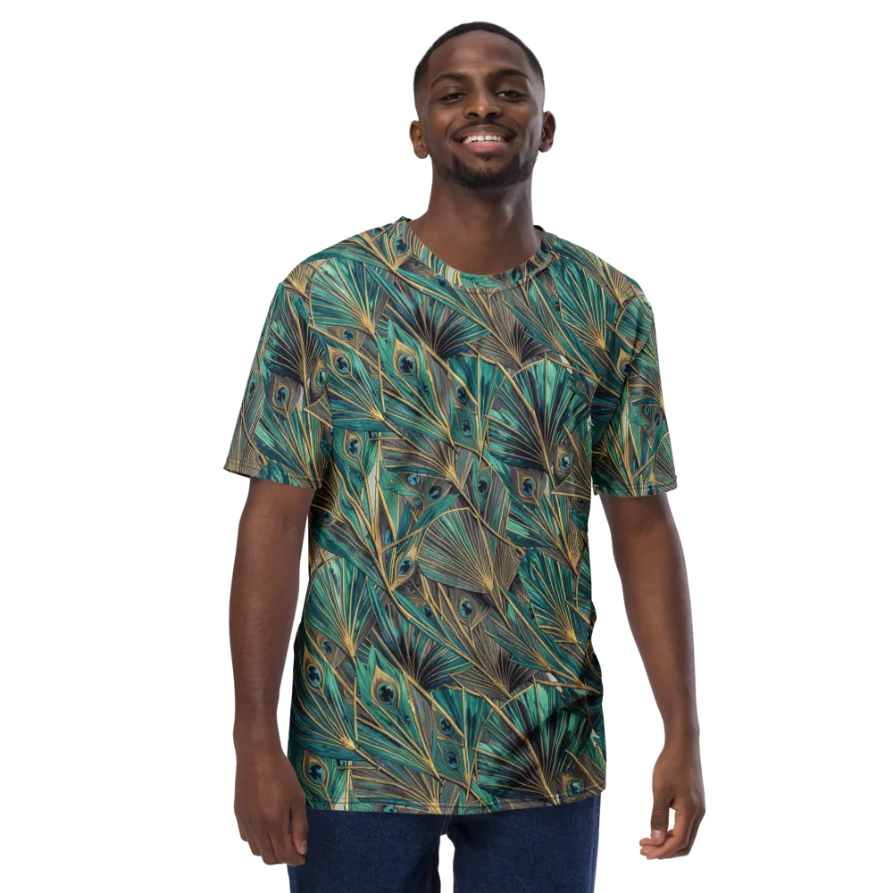 Peacock Tapestry on Men's Crew Neck T-Shirt — Front
