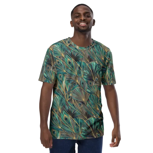 Peacock Tapestry on a Men's Crew Neck T-Shirt