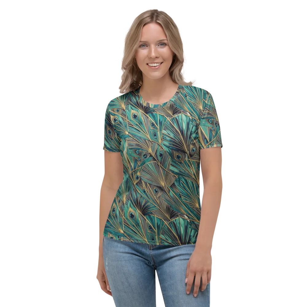 Peacock Tapestry on Women's Crew Neck T-Shirt — Front