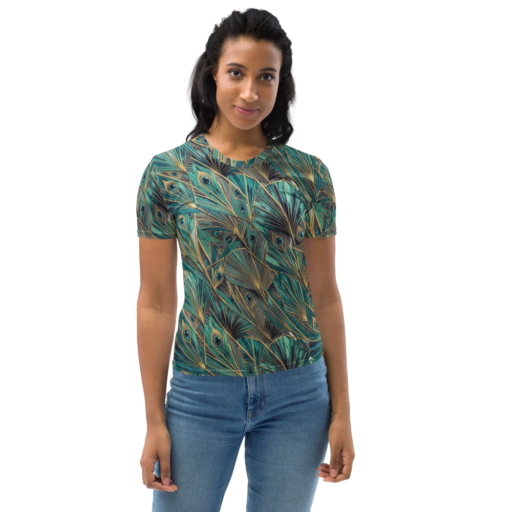 Peacock Tapestry on Women's Crew Neck T-Shirt — Front