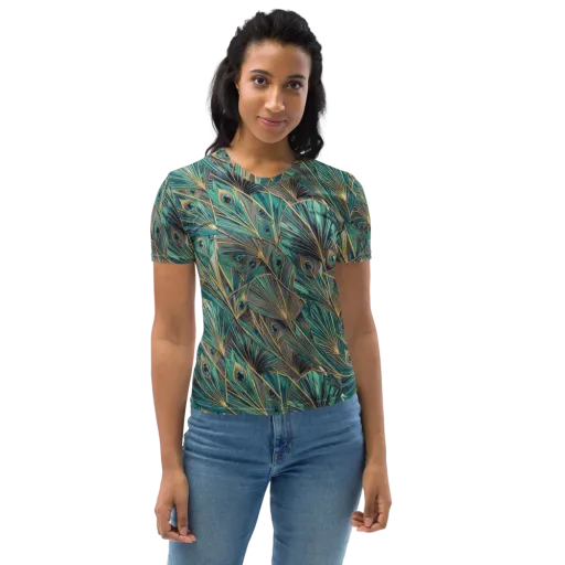 Peacock Tapestry on a Women's Crew Neck T-Shirt