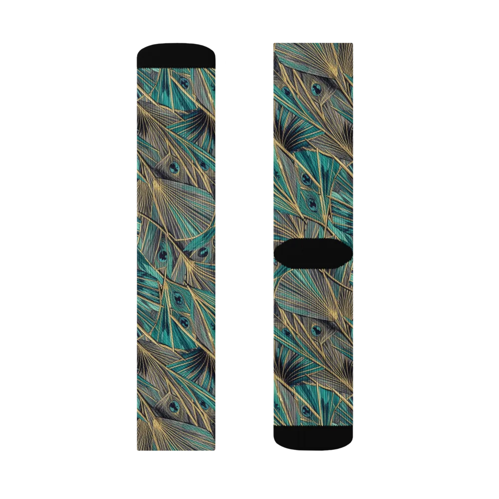 Peacock Tapestry on Socks — Left Sock