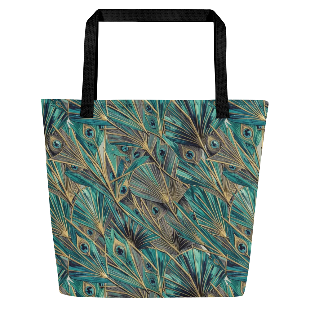 Peacock Tapestry on Large Tote Bag W/ Pocket — Front