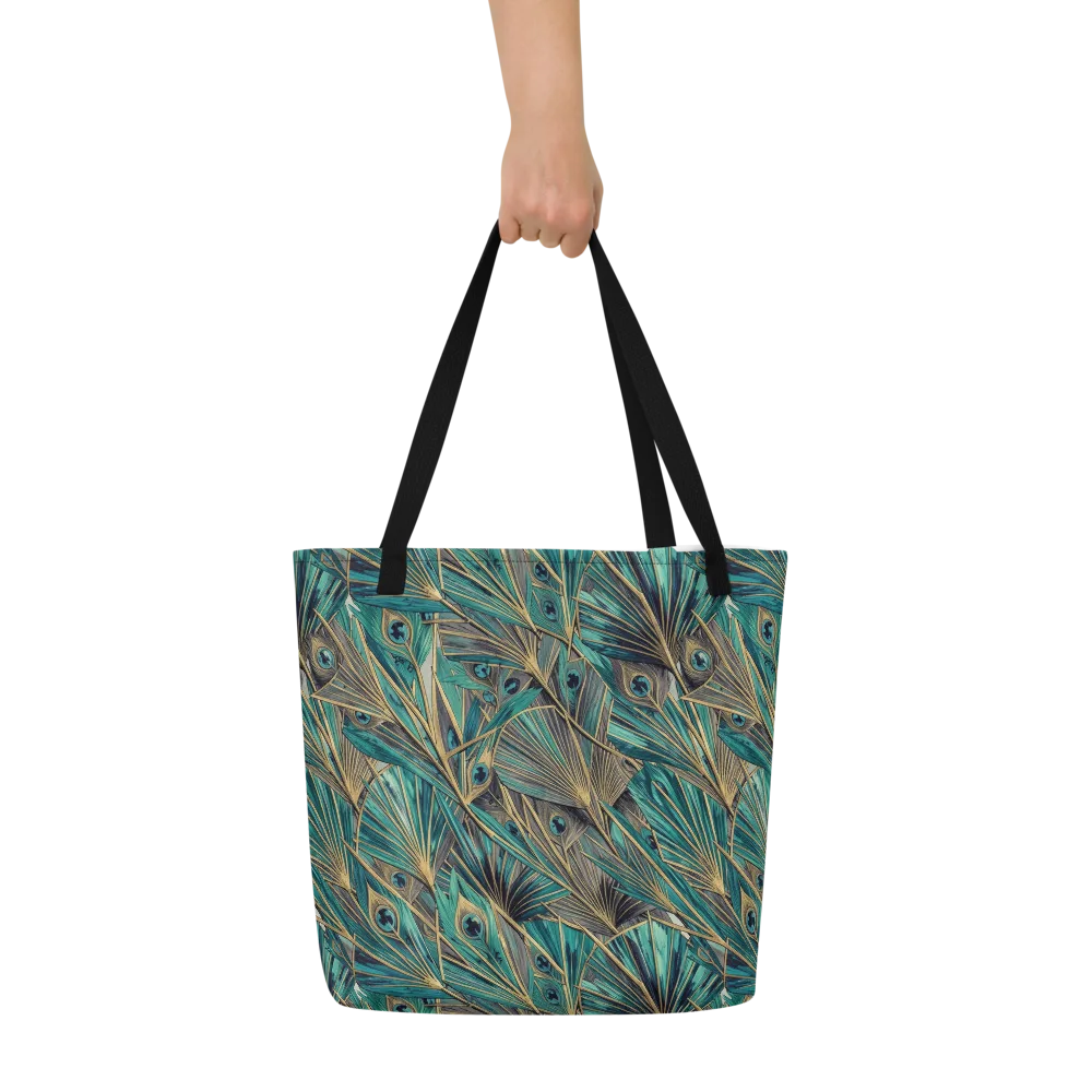 Peacock Tapestry on Large Tote Bag W/ Pocket — Front