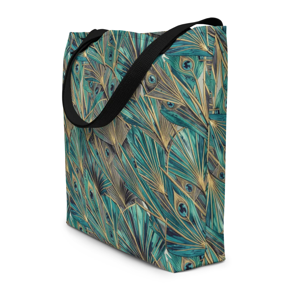 Peacock Tapestry on Large Tote Bag W/ Pocket — Front
