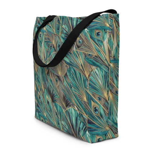 Peacock Tapestry on a Large Tote Bag W/ Pocket