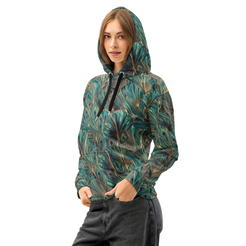Peacock Tapestry on Cotton Hoodie — Left Front