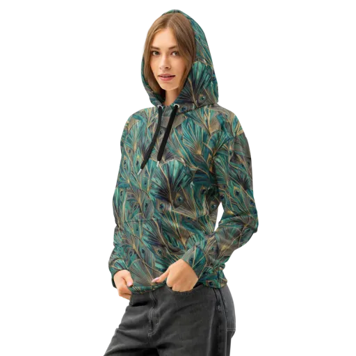 Peacock Tapestry on a Cotton Hoodie