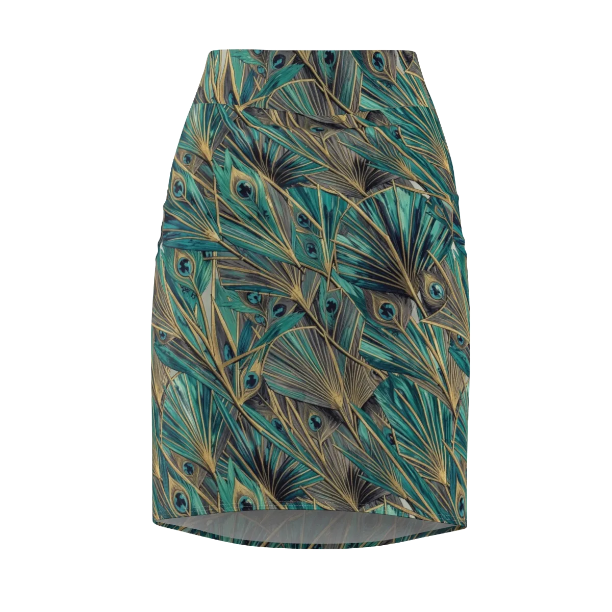 Peacock Tapestry on Pencil Skirt — Front