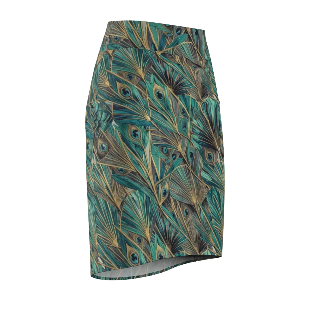Peacock Tapestry on Pencil Skirt — Front Side