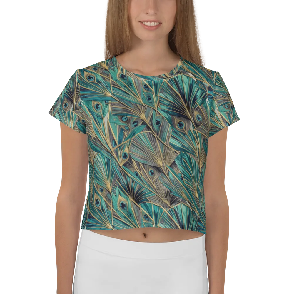 Peacock Tapestry on Crop Tee — Front
