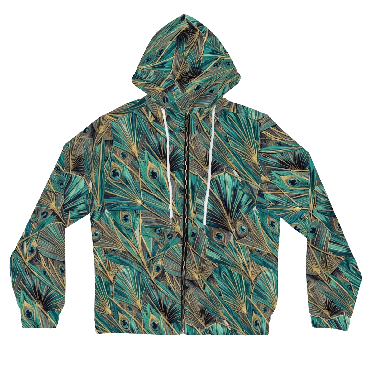 Peacock Tapestry on Women's Full-Zip Hoodie — Front