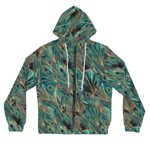 Peacock Tapestry on a Women's Full-Zip Hoodie