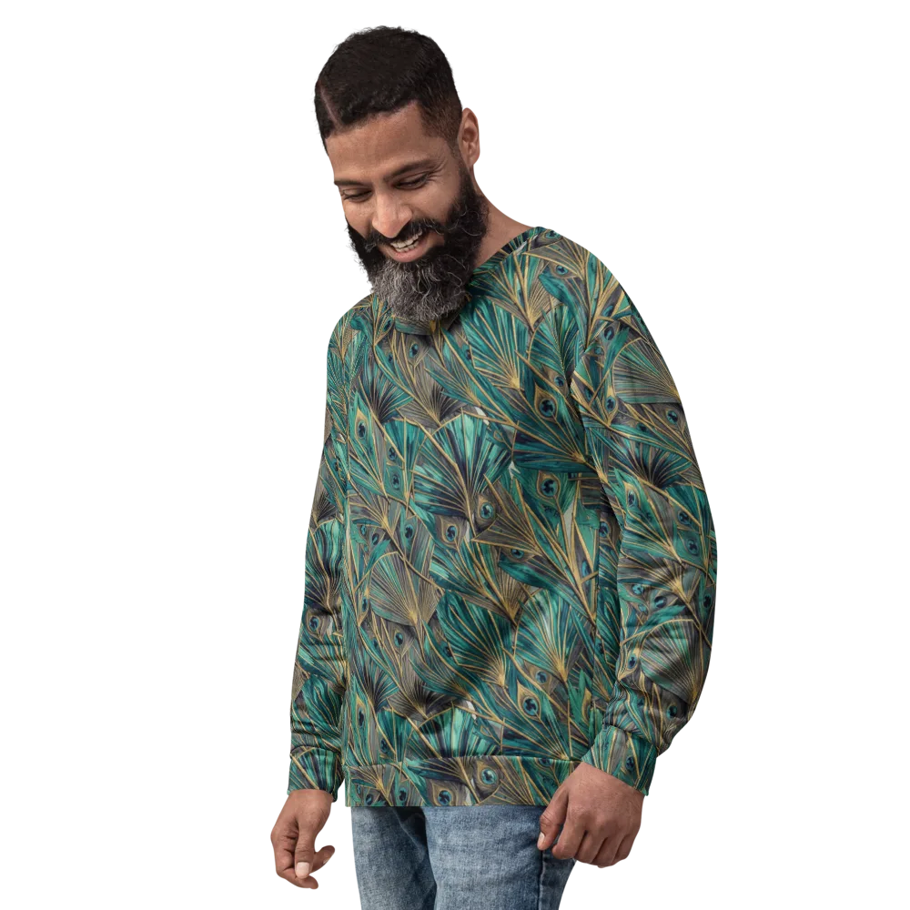 Peacock Tapestry on Sweatshirt — Left Front