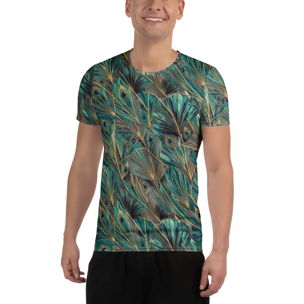 Peacock Tapestry on Men's Athletic T-Shirt — Front