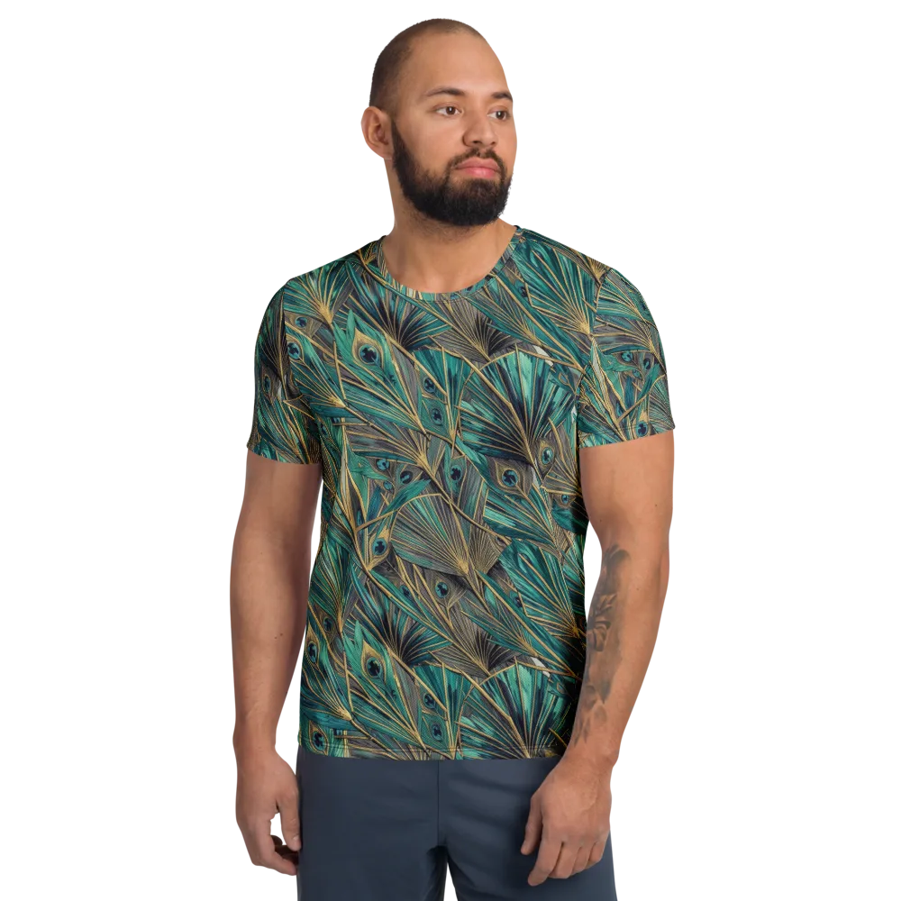 Peacock Tapestry on Men's Athletic T-Shirt — Front