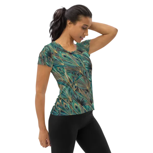 Peacock Tapestry on a Women's Athletic T-Shirt