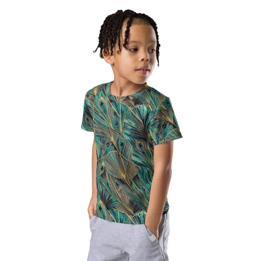 Peacock Tapestry on a Kids Crew Neck T-Shirt