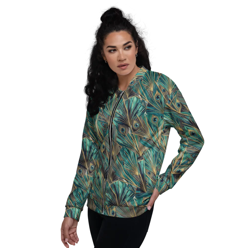 Peacock Tapestry on Bomber Jacket — Left
