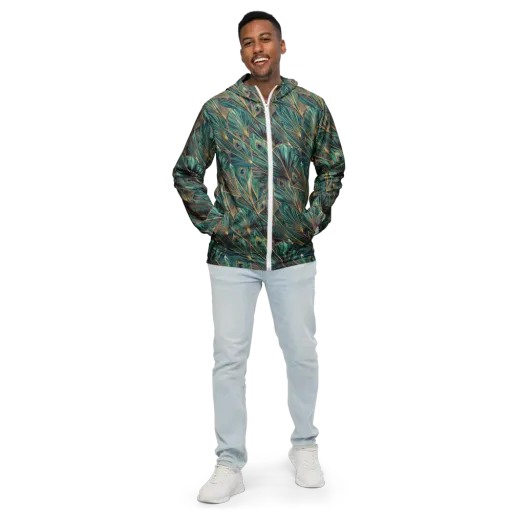 Peacock Tapestry on a Men's Windbreaker