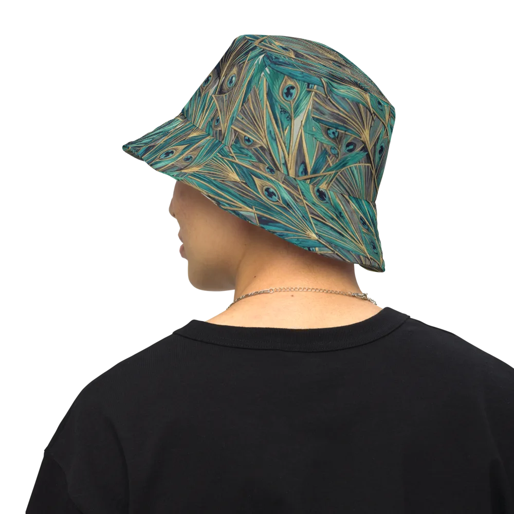Peacock Tapestry on Reversible Bucket Hat — Back Inside