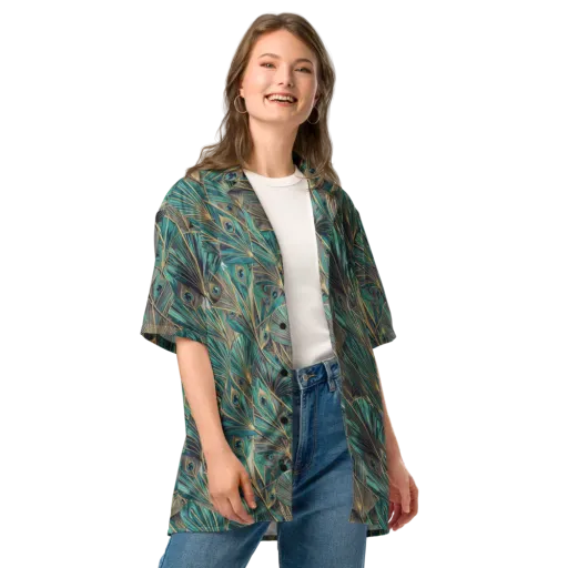 Peacock Tapestry on a Button Shirt