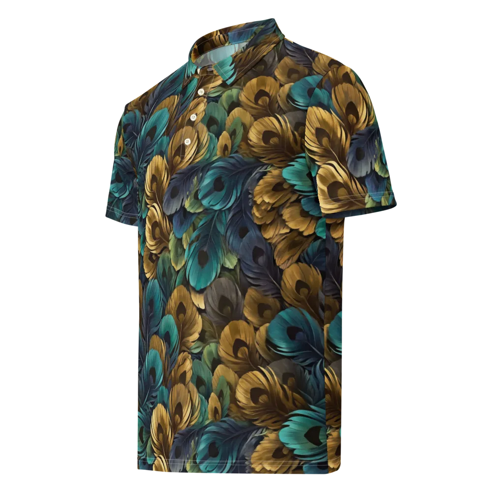 Peacock Afterglow on Men's Slim Fit Polo Shirt — Left Front